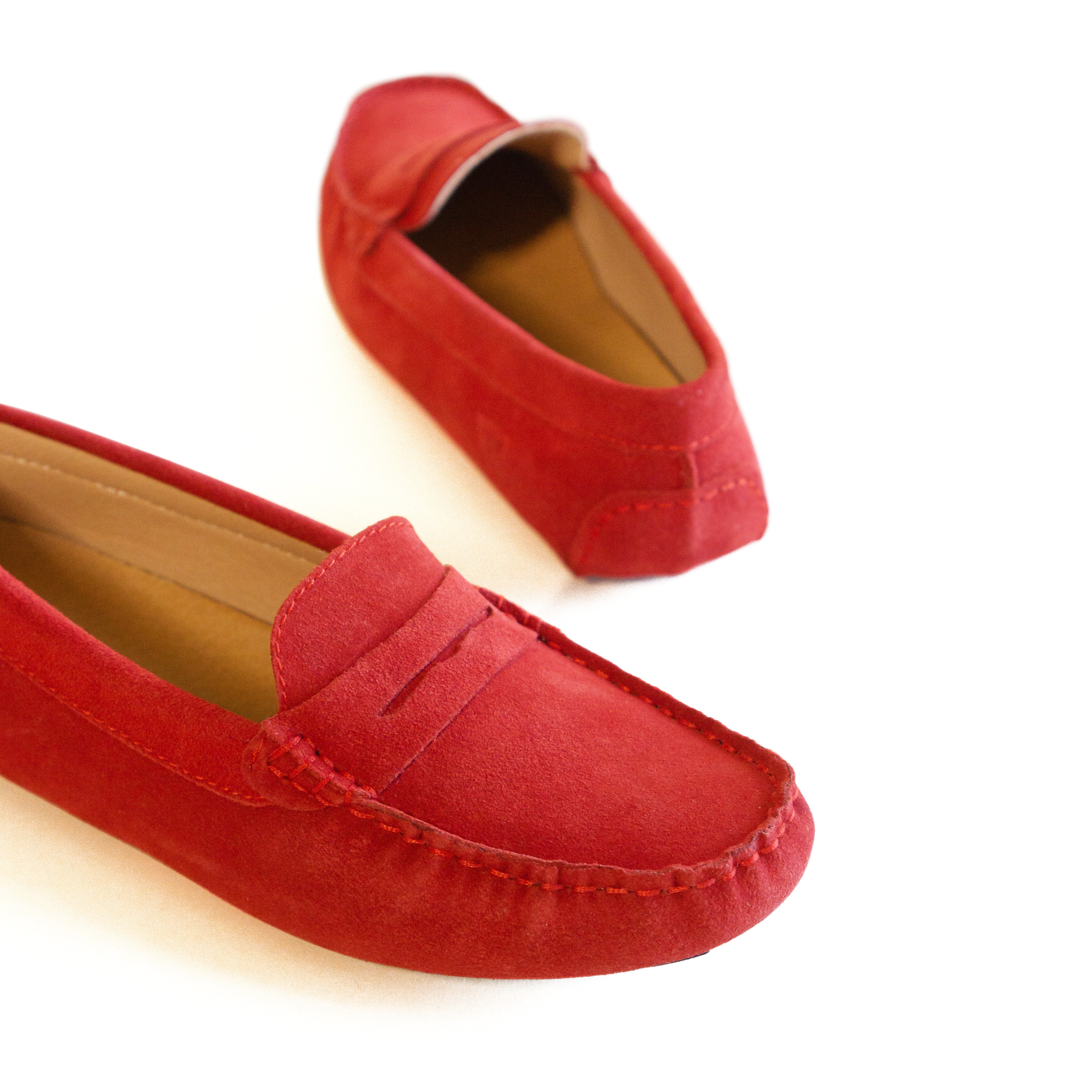 Women's Red Suede Loafers